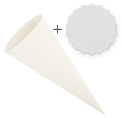 Produktbild von itenga Set Weiß Schultüte Rohling 70 cm rund + Namensschild Stern (Motiv 195)