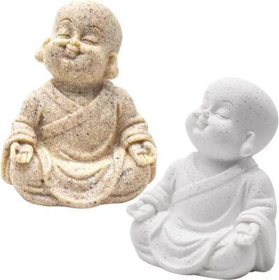 Obrázok produktu pre Sada dvoch sošiek Maitreya, vzhľad pieskovca, malé dekorácie Buddhu, 10 cm, vhodné do akvária a na balkón