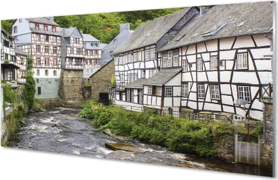 Produktbild von Glasbilder 120x60 Wandkunst Deutschland Altbauten Fluss