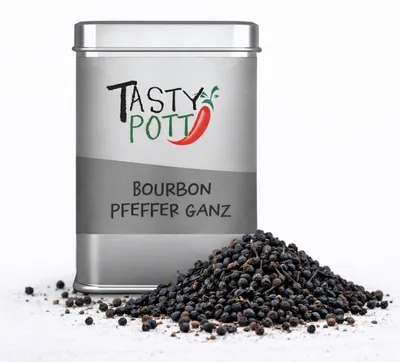 Produktbild von Tasty Pott Bourbon Pfeffer - schwarz, ganz 50g