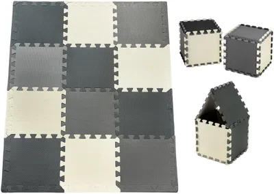 Obrázok produktu pre Penové puzzle 12ks. - vzdelávacia penová podložka 120 x 90 x 1.2cm s lemom - sivá