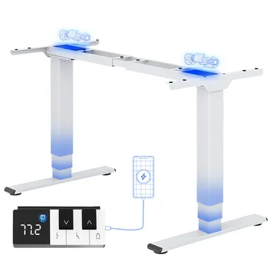 Obrázek produktu pro FLEXISPOT EC5 Pro – elektricky výškově nastavitelný psací stůl, nosnost 160 kg, 2 výkonné motory, design klávesnice klavíru, USB port, bílá barva