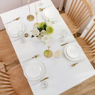 Produktbild von ProximaX Weißer Vlies Tischläufer Rolle 30×25m – zuschneidbar für Hochzeit, Party, Buffet & Eventdekoration