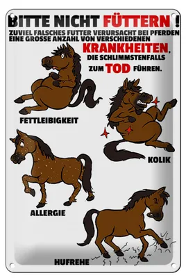 Produktbild von Blechschild Hinweis 20x30cm bitte nicht füttern Pferd krank