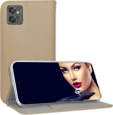 Produktbild von Bookstyle Schutzhülle Klapphülle Schutztasche Etui Cover für Motorola Moto G32 (6.5'') - Gold