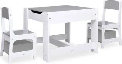 Produktbild von vidaXL Kindertisch mit 2 Stühlen Weiß MDF
