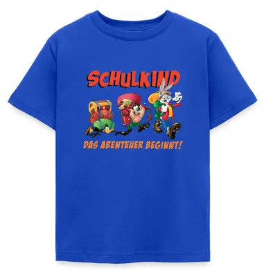 Produktbild von Spreadshirt Looney Tunes Schulkind Geschenk Einschulung Kinder T-Shirt, 122/128 (7-8 Jahre), Royalblau