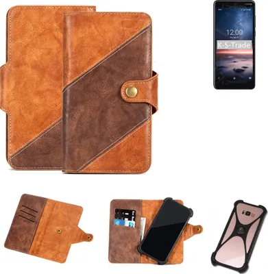 Produktbild von K-S-Trade Handyhülle Schutzhülle Bookstyle Case Wallet-Case kompatibel mit Nokia 3.1 A Cover Klapphülle Kantenschutz Smartphone dunkelbraun braun