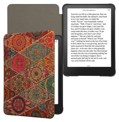Produktbild von kwmobile Hülle kompatibel mit Amazon Kindle Paperwhite (2024)/Colorsoft - Kork eReader Schutzhülle Cover Case - Mandalakacheln Pink Rot Blau
