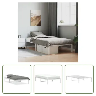 Produktbild von The Living Store Bettgestell Metall Weiß 107x203 cm