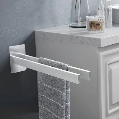 Image de Porte-serviettes en acier inoxydable - 1 pièce - Argent - 40 cm