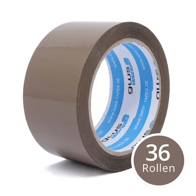 Produktbild von gws Paket-Klebeband PP leise | geräuscharm abrollend | Packband mit hoher Klebkraft für Profis Farbe: Braun Anzahl Rollen: 36
