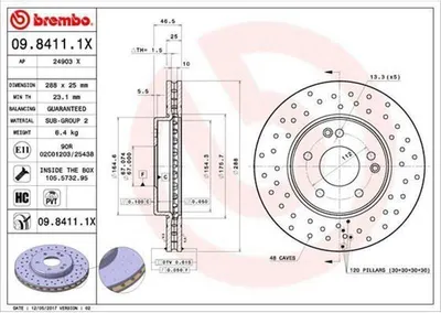 Produktbild von Bremsscheibe BREMBO 09.8411.1X