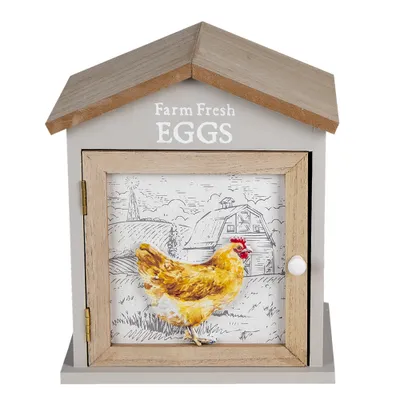 Obrázok produktu pre Clayre & Eef domček na vajcia 19x13x23 cm hnedé drevo kurča