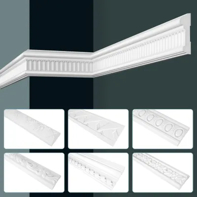 Zdjęcie produktu dla GRAND DECOR, listwy ścienne gipsowe, styl barokowy, pianka poliuretanowa, kolor biały - 2 metry, listwy ścienne zdobione, seria CR