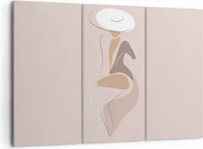 Produktbild von Bild auf Leinwand - Leinwandbild - 3 Teile - Buntstift Frau Hut - 105x70cm - Wand Bild - Wanddeko - Wandbilder - Leinwanddruck - Bilder - Wanddekoration - Leinwand bilder - Wandbild - CE105x70-4773