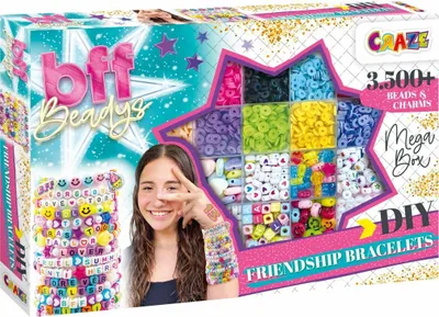 Produktbild von Inkee Perlen Bastelset BFF Mega Box mit 3.000 Perlen und Charms
