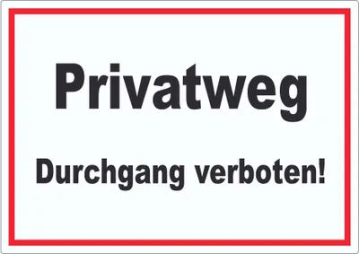 Produktbild von Privatweg Durchgang verboten Text Aufkleber A2 (420x594mm)