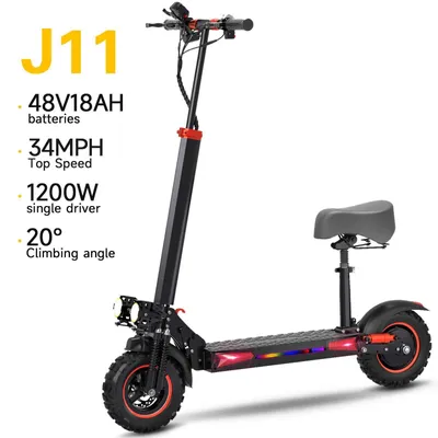 Produktbild von J11MAX - Elektroroller/E-Scooter - 1200 W Motor - 48 V 18 Ah Akku - Reichweite 40–60 km - 28 cm Offroad-Reifen - Klappbar - Weiß