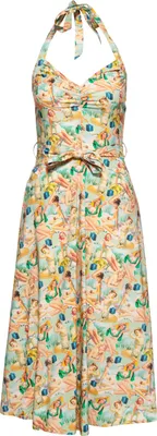Produktbild von QUEEN KEROSIN Neckholder Bleistiftkleid Mit All-Over-Print Im Pin-Up Stil Grün M