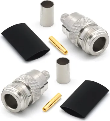 Produktbild von N Buchse LMR240 LMR-240 RG59U RG8X RG-8X RF-Koaxialkabel-Bulkhead Stecker vernickelt mit vergoldetem Stift (2er-Pack)