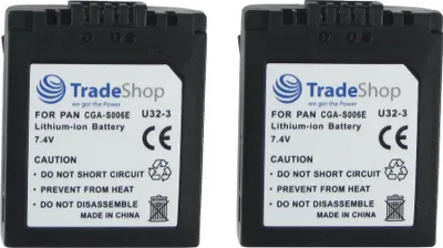 Produktbild von 2x Trade-Shop Li-Ion Akku 7,2/7,4V für Panasonic Lumix DMC-FZ7, DMC-FZ7-K, DMC-FZ7-S, DMC-FZ8, DMC-FZ8-K, DMC-FZ8-S, DMC-FZ18, DMC-FZ18-K, DMC-FZ18-S, DMC-FZ30, DMC-FZ30-K, DMC-FZ30-S, DMC-FZ50