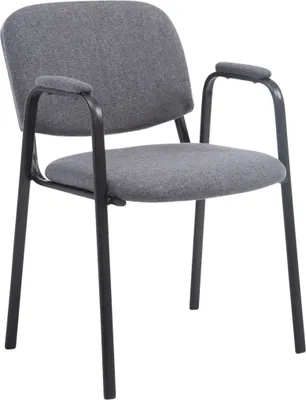Produktbild von TPFLiving Besucherstuhl Konferenzstuhl Keen PRO Stoffbezug mit Armlehne - Gestell Schwarz / Bezug Grau