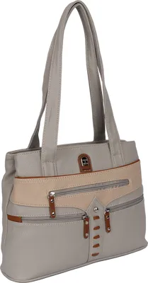 Produktbild von Damen Tasche Schultertasche Shopper Henkeltasche Handtasche Leder Optik HELLGRAU (15162)
