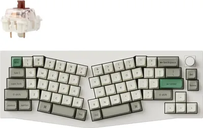 Produktbild von Keychron Q8 Max (Alice Layout) QMK/VIA Kabellose Mechanische Tastatur, QWERTY US, Knob, Shell White, Gateron Jupiter Brown Q8M-P3