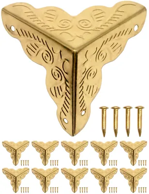 Produktbild von 'FUXXER® - 10x Antike Möbel-Ecken, Schutz-Ecken Eck-Schützer Kanten-Schutz, 25mm x 25mm, gold messing'
