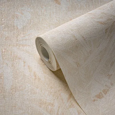 Produktbild von Tapete mit verblasstem Blatt Muster in Dschungel Optik – Beige, Gelb, Gold