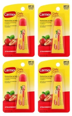 Produktbild von CARMEX Lippenbalsam - 4er Pack - Erdbeergeschmack - Lichtschutzfaktor 15 - In der Tube