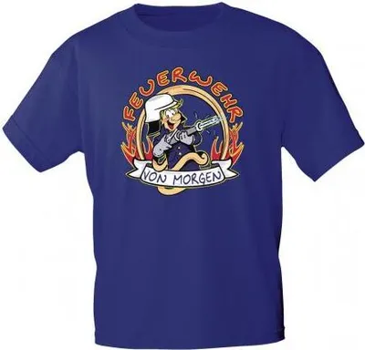 Produktbild von Kinder T-Shirt mit Print - Feuerwehr von morgen - 06936 - royalblau - Gr. 86-164 Größe -