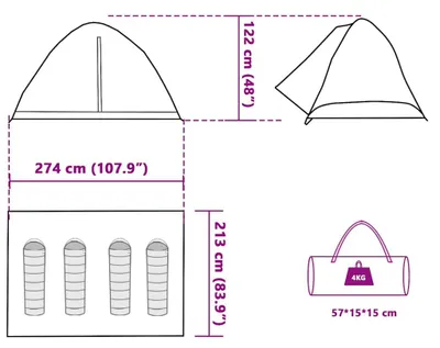 Produktbild von vidaXL Kuppel-Campingzelt 4 Personen Blau Wasserdicht
