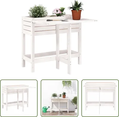 Obrázek produktu pro The Living Store Truhlík na květináče se skládací deskou z bílého masivního borovicového dřeva