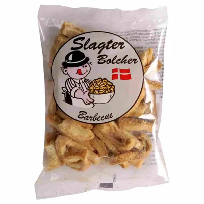Produktbild von OK Snacks Slagter Bolcher BBQ Dänische Speckkrusten 90g – Schweineschwarten