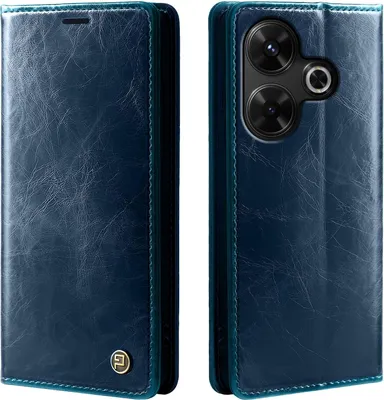Produktbild von Handyhülle für Xiaomi Redmi 13 Kunstleder Flip Vintage Cover Hülle RFID Schutz Case Kartenfach Farbe: Blau