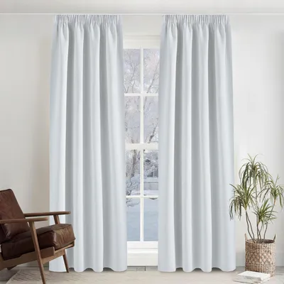 Immagine prodotto di Tende per soggiorno, tenda termica, protezione dal freddo, colore grigio e bianco, dimensioni 245 x 140 cm (confezione da 2)