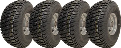 Image de 15x6.00-6 Roues de tondeuse à gazon 4ply P332 pneu sur jante 20mm roulements (lot de 4)