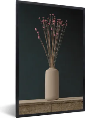Produktbild von MuchoWow® Gerahmtes Poster Vase - Stillleben - Blumen 60x90 cm - Poster mit Schwarzem Bilderrahmen Wandposter Rahmen Foto Bilder - Kunst