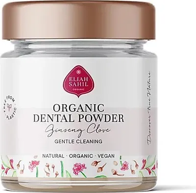 Immagine prodotto di Polvere per denti al ginseng e al chiodi di garofano, biologica, Eliah Sahil – 60g, disponibile per l'acquisto online