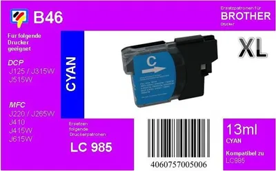 Produktbild von LC-985C - cyan - TiDis Ersatzdruckerpatrone für ca. 400 Seiten Druckleistung