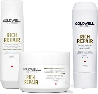 Zdjęcie produktu dla Goldwell DS RR Restoring Shampoo 250ml + Conditioner 200ml + 60s Treatment 200ml