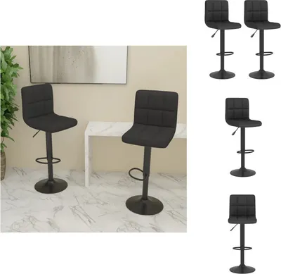 Immagine prodotto di vidaXL Sgabello da bar 2 pezzi in tessuto nero - Sgabello da bar