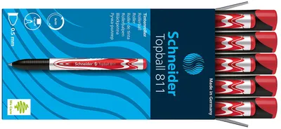 Produktbild von Schneider Topball 811 Tintenroller (Wechselmine, 0,5 mm) 10er Packung rot