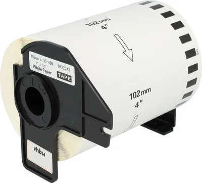 Produktbild von vhbw Rolle mit Halter 102mm x 30,48m (1 Etikette) kompatibel mit Brother PT QL-1050, QL1050N, QL-1060, QL1060N, QL-500, QL-500A, QL500BS Drucker Weiß