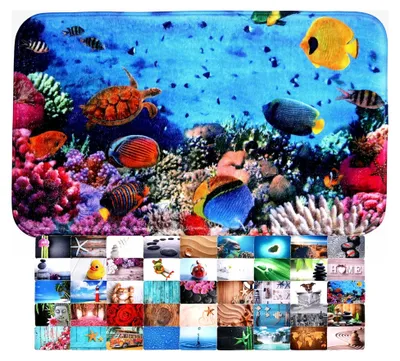 Produktbild von Badteppich, verschiedene Badematten zur Auswahl, Badvorleger weich und rutschfest, waschbar und schnelltrocknend (70 x 110 cm, Ocean)