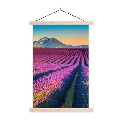 Produktbild von MuchoWow® Textilposter Lavendel - Berg - Blumen 40x60 cm mit holzfarbenen Rahmen - Poster