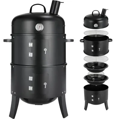 Produktbild von Räucherofen, 3-in-1 Grillräuchergerät, 80 cm Höhe,Mit Kamin