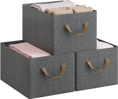 Produktbild von WOLTU Aufbewahrungsboxen 3 Stück, Organizer Box, Stapelboxen faltbar, Grau : 20L(37,5x26x20 cm) Größe: 20L(37,5x26x20 cm)